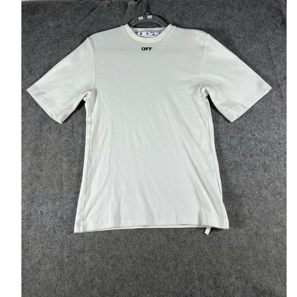 Off-White c/o Virgil Abloh T Shirt Womens XS White Embroidered Streetwear Boxy